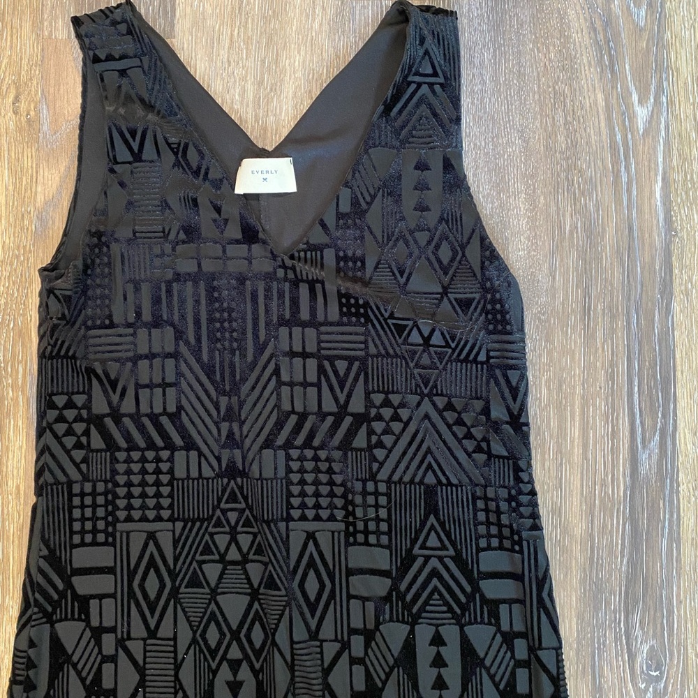 Black Everly Dress with Geometric Pattern